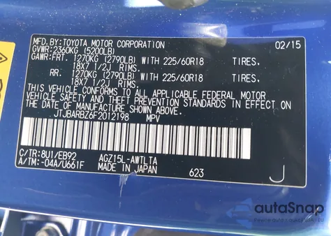 2015 Lexus Nx 200T z USA, uszkodzony, nr VIN JTJBARBZ6F2012198